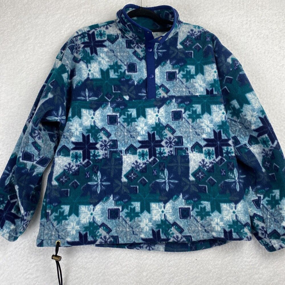 VTG 80's All Over Print Fleece Pullover Made in Canada Lake Louise Banff S/P
